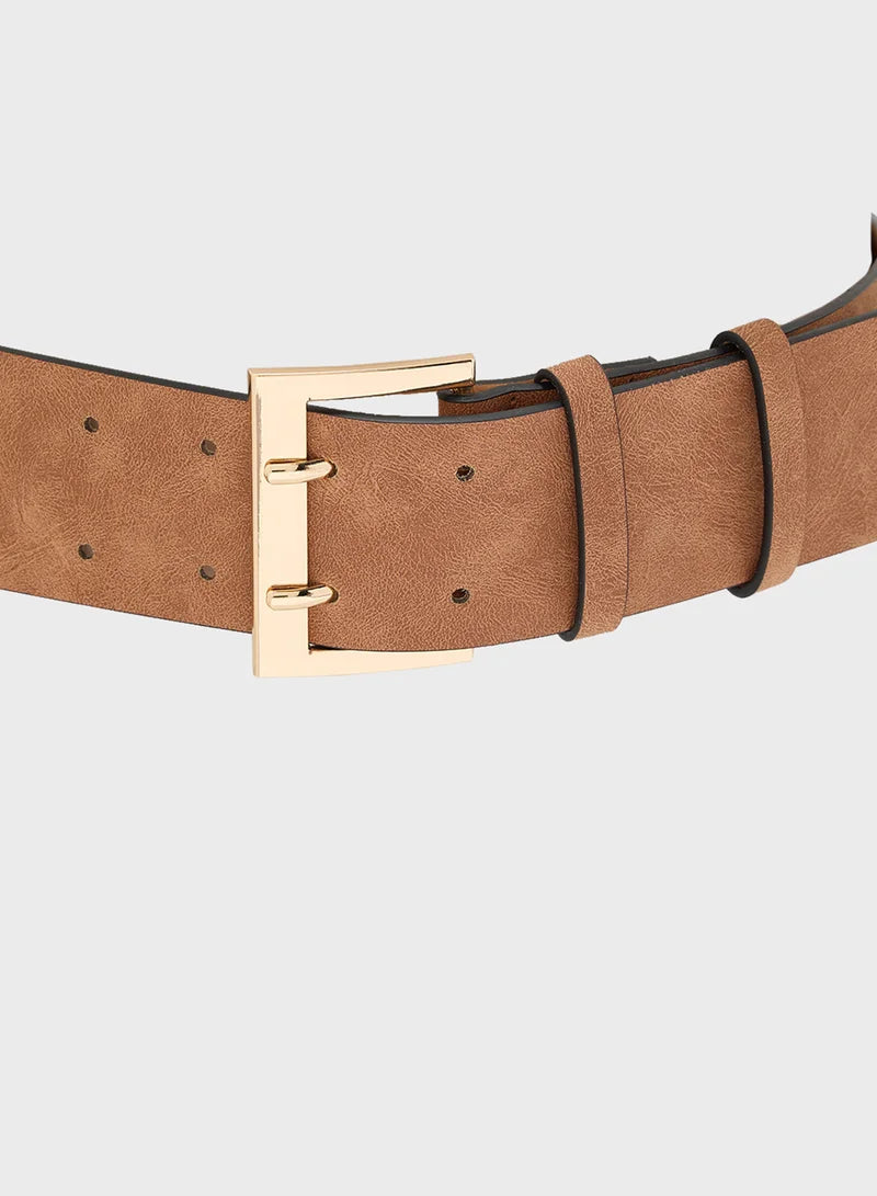 Wide Belt With Gold Buckle