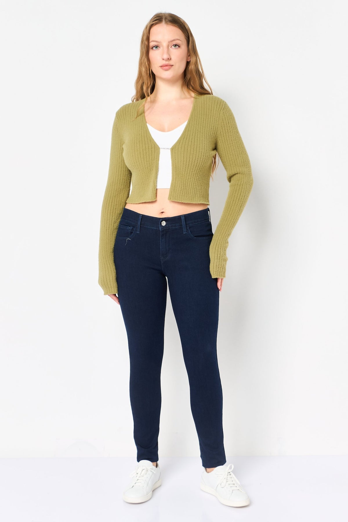 Split Neck Knitted Long Sleeve Cardigan
