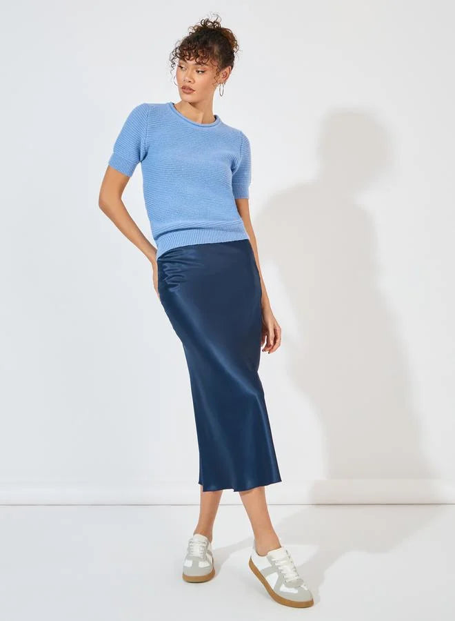 Textured Knit Top with Short Sleeves
