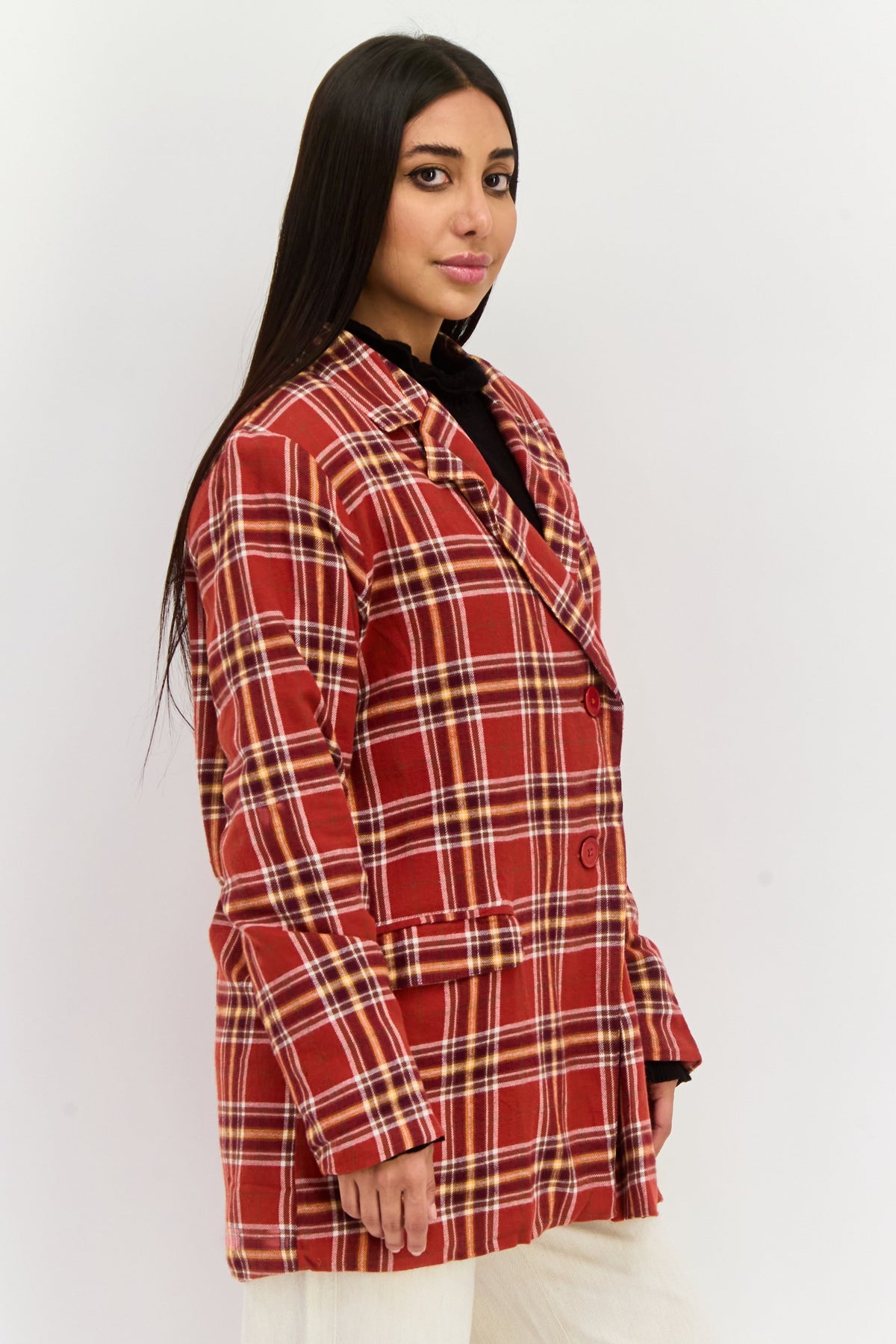 Regular Fit Plaid Semi-Formal Blazer
