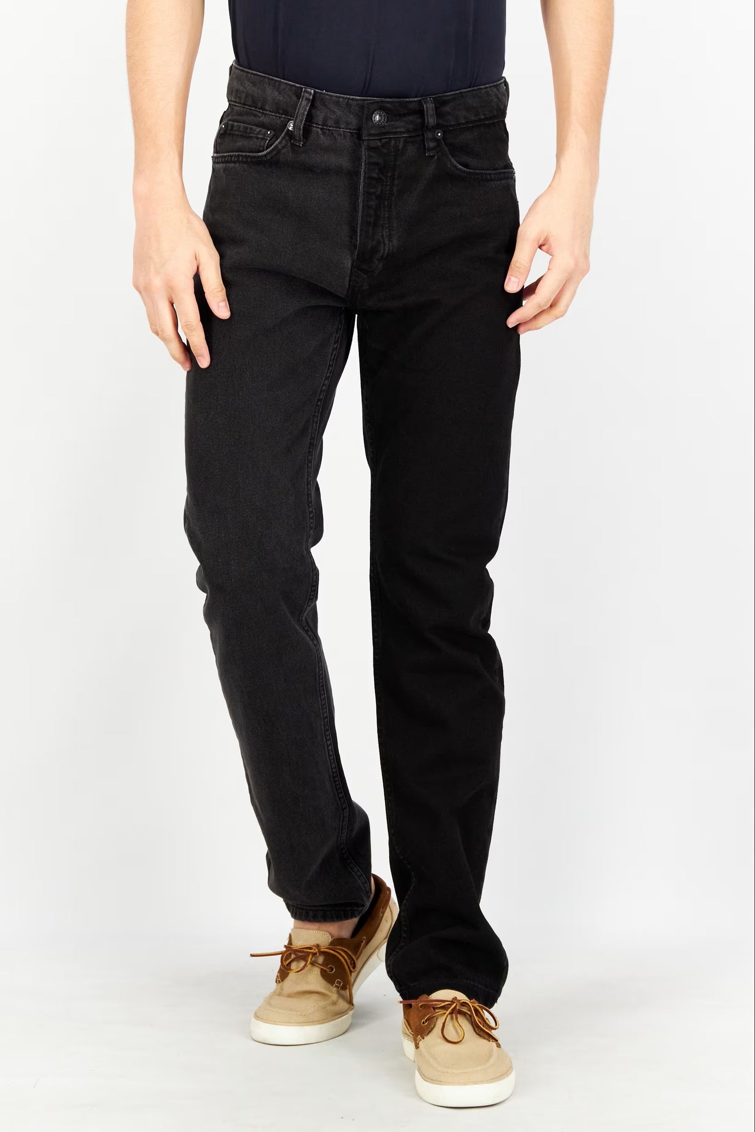 Topman, Men Straight Fit Wash Non Stretchable Denim Jeans, Black