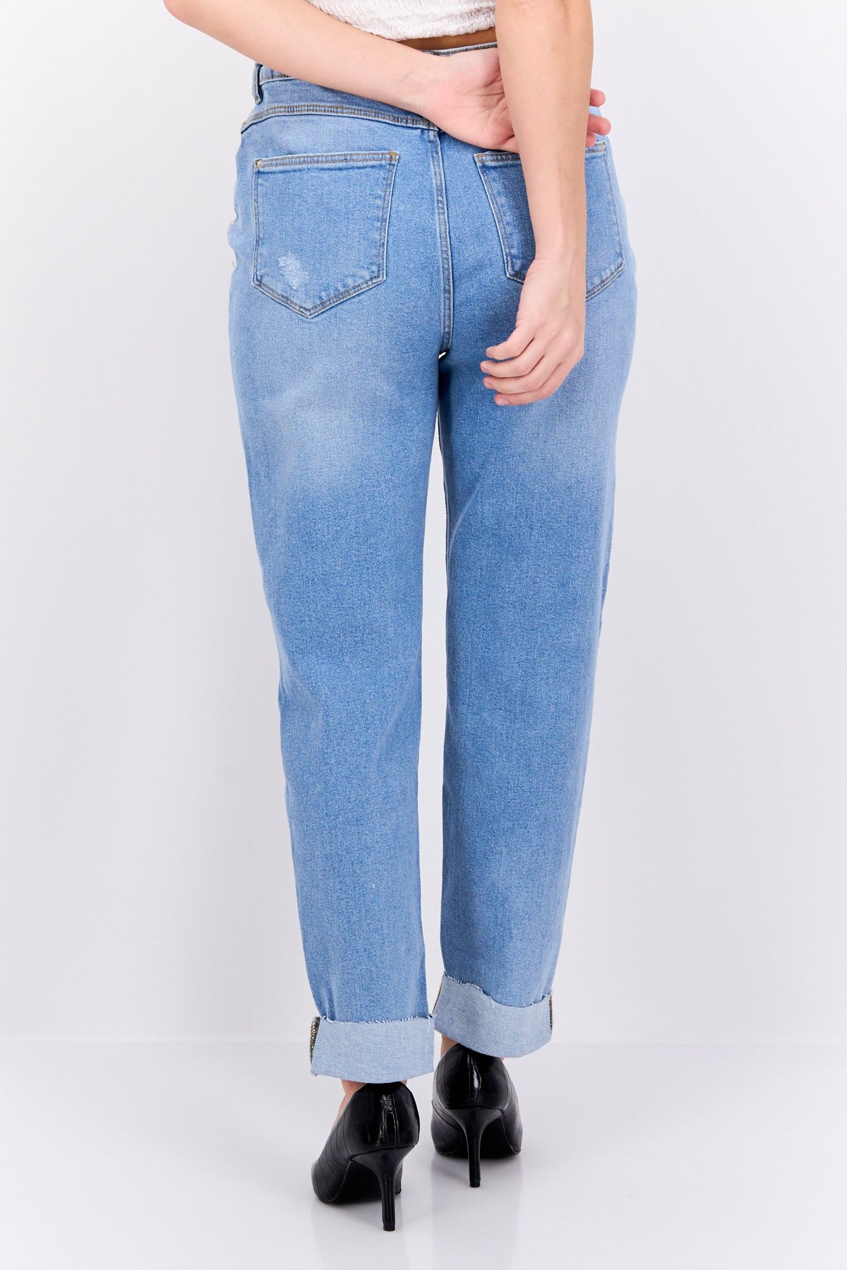 Regular Fit High Waist Rip Stretchable Denim