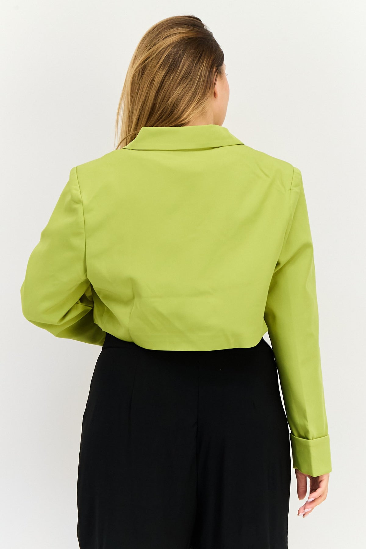 Tailored Fit Plain Cropped Blazer
