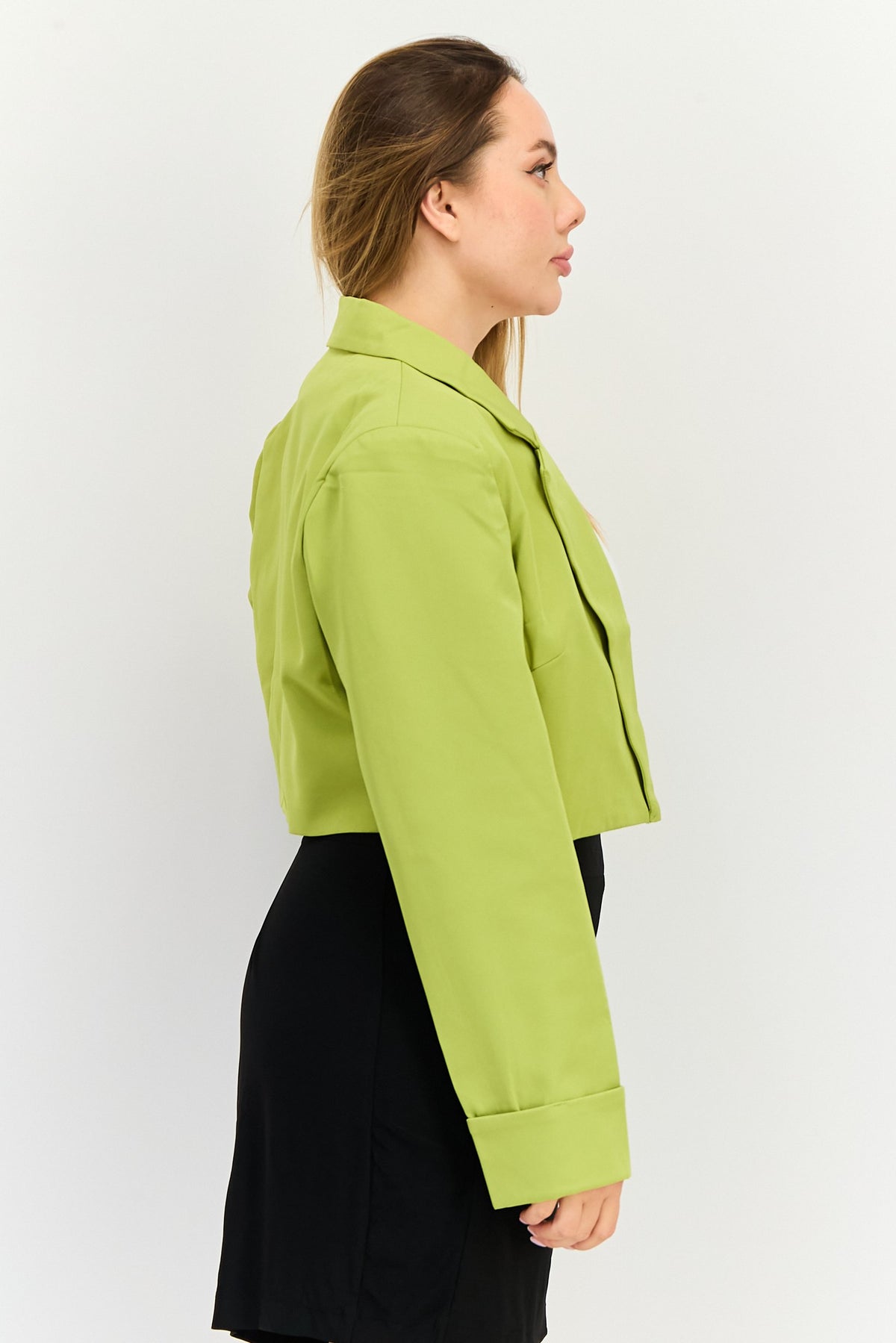 Tailored Fit Plain Cropped Blazer