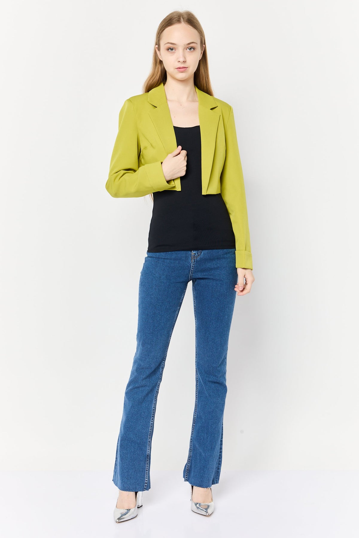 Regular Fit Plain Cropped Blazer