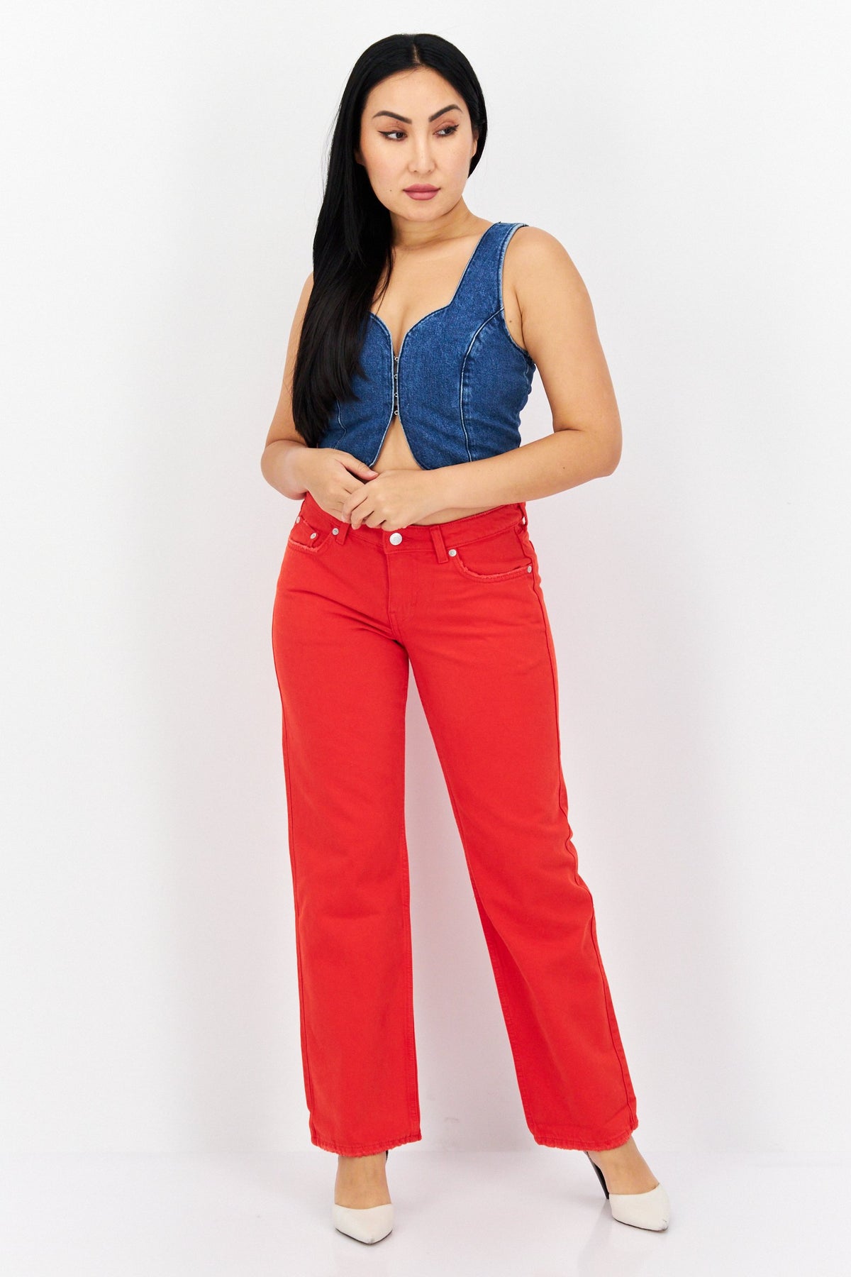Regular Fit Plain Arrow Wide Jeans