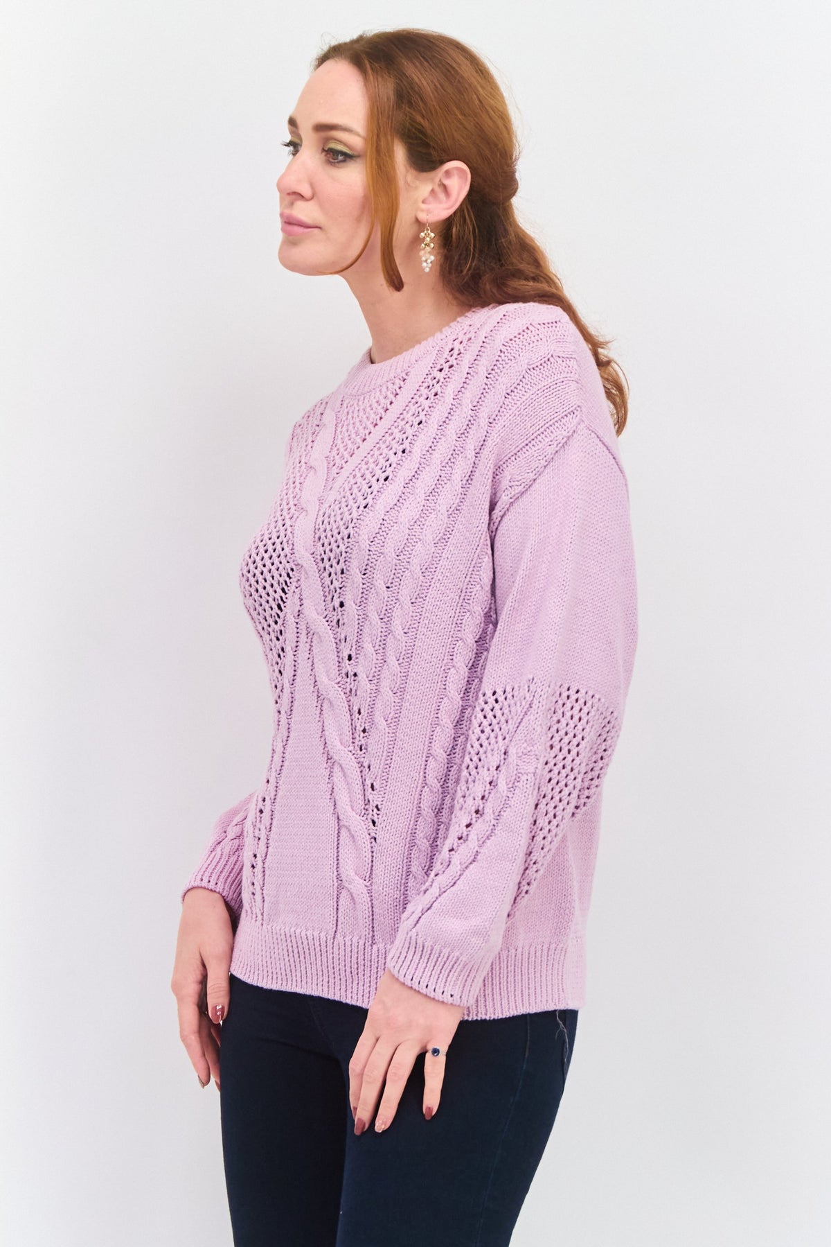 Crew Neck Knitted Print Long Sleeves Sweater