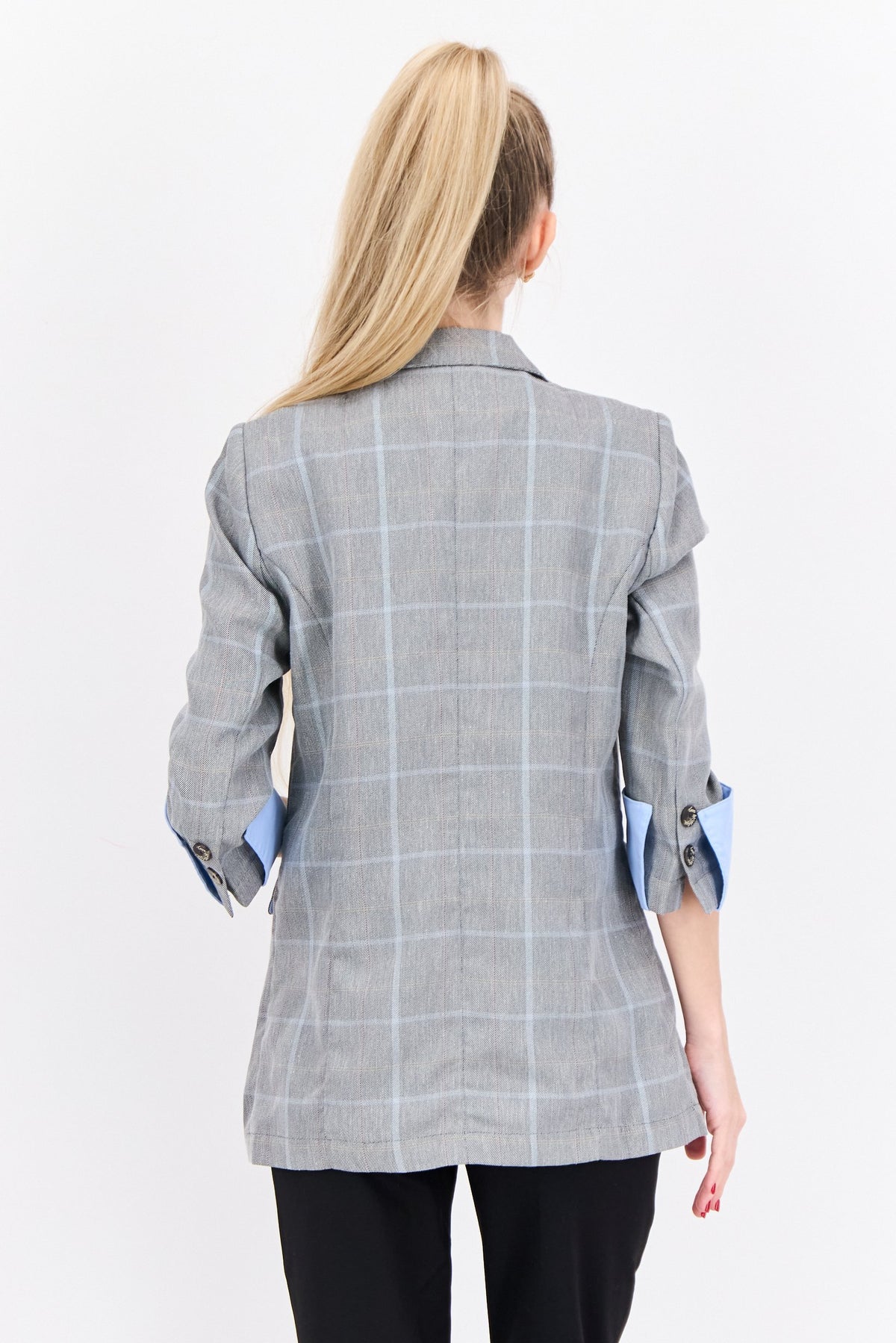 Regular Fit Checkered Print Semi Formal Blazer