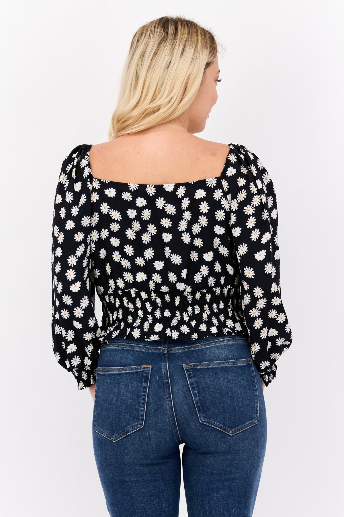 V Neck Long Sleeve Floral Print Blouse