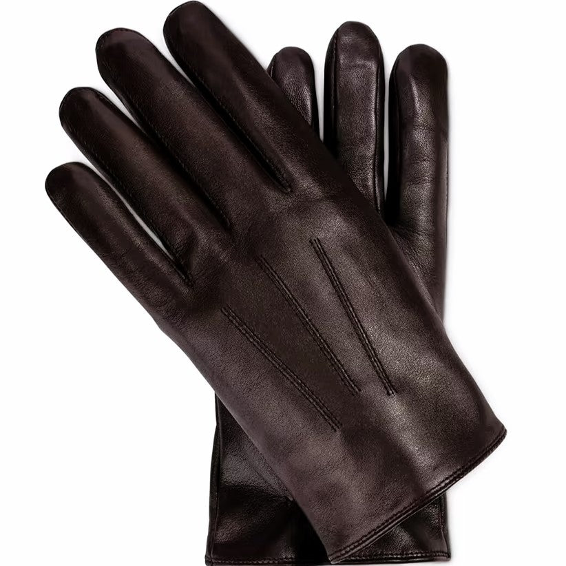 Tchibo, Men Leather Gloves, Dark Brown