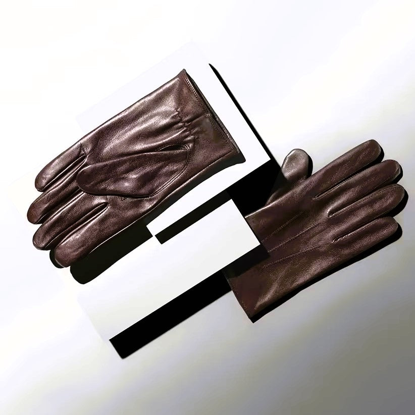 Tchibo, Men Leather Gloves, Dark Brown