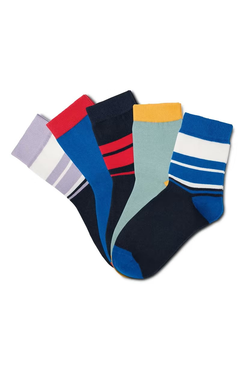 Tchibo, Men 5 Pairs Stripe Socks, Navy Combo