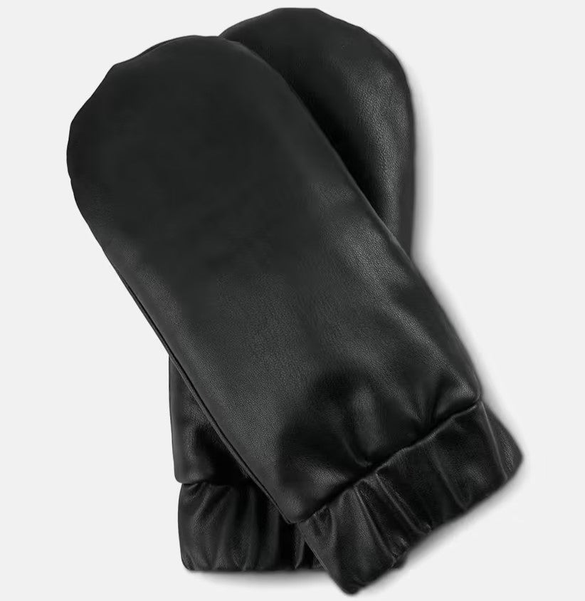 Tchibo, Men Lined Mittens In Leather Look, Black