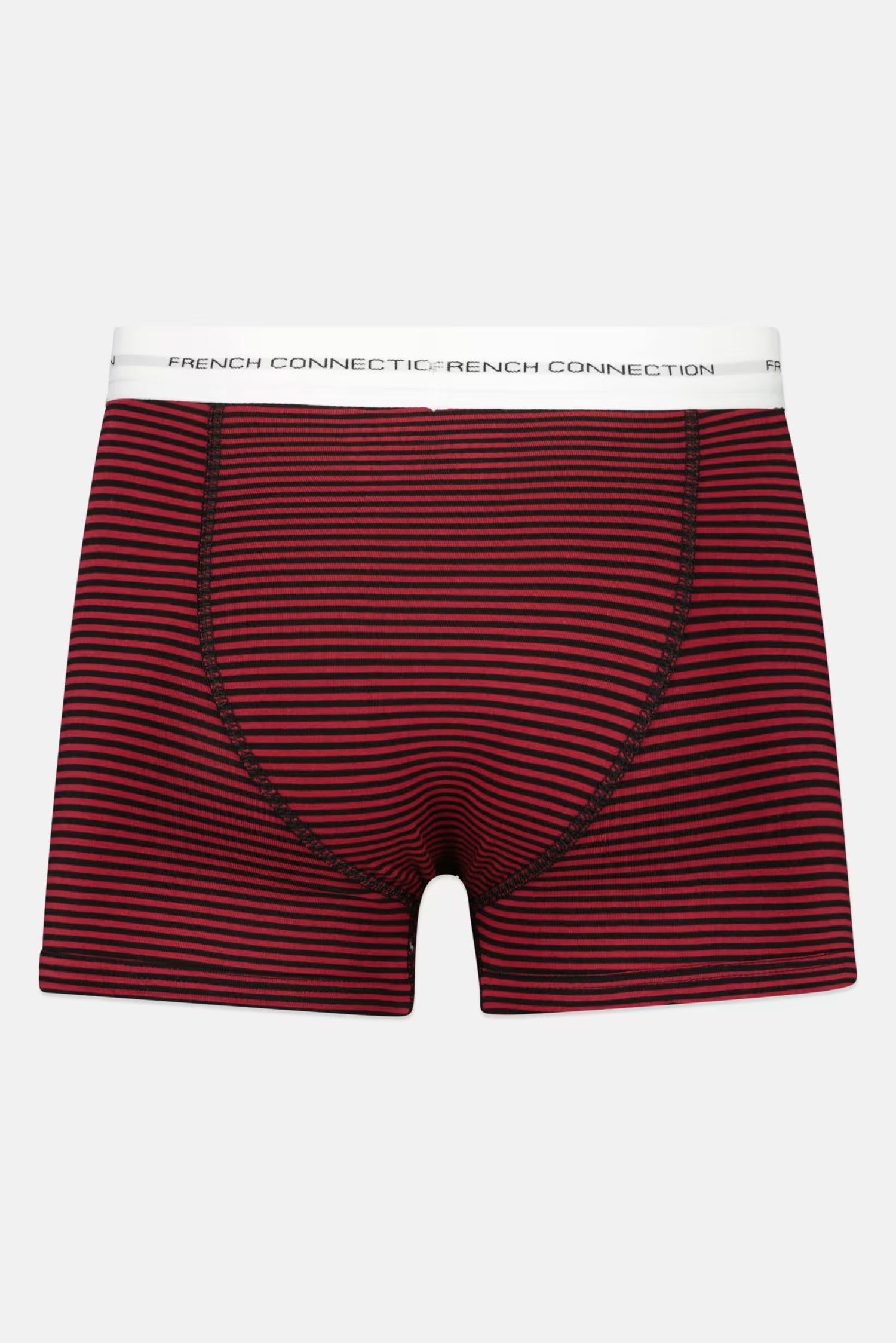 French Connection, Men 2 Pieces Stripe And Solid Cotton Trunks, Red and Navy