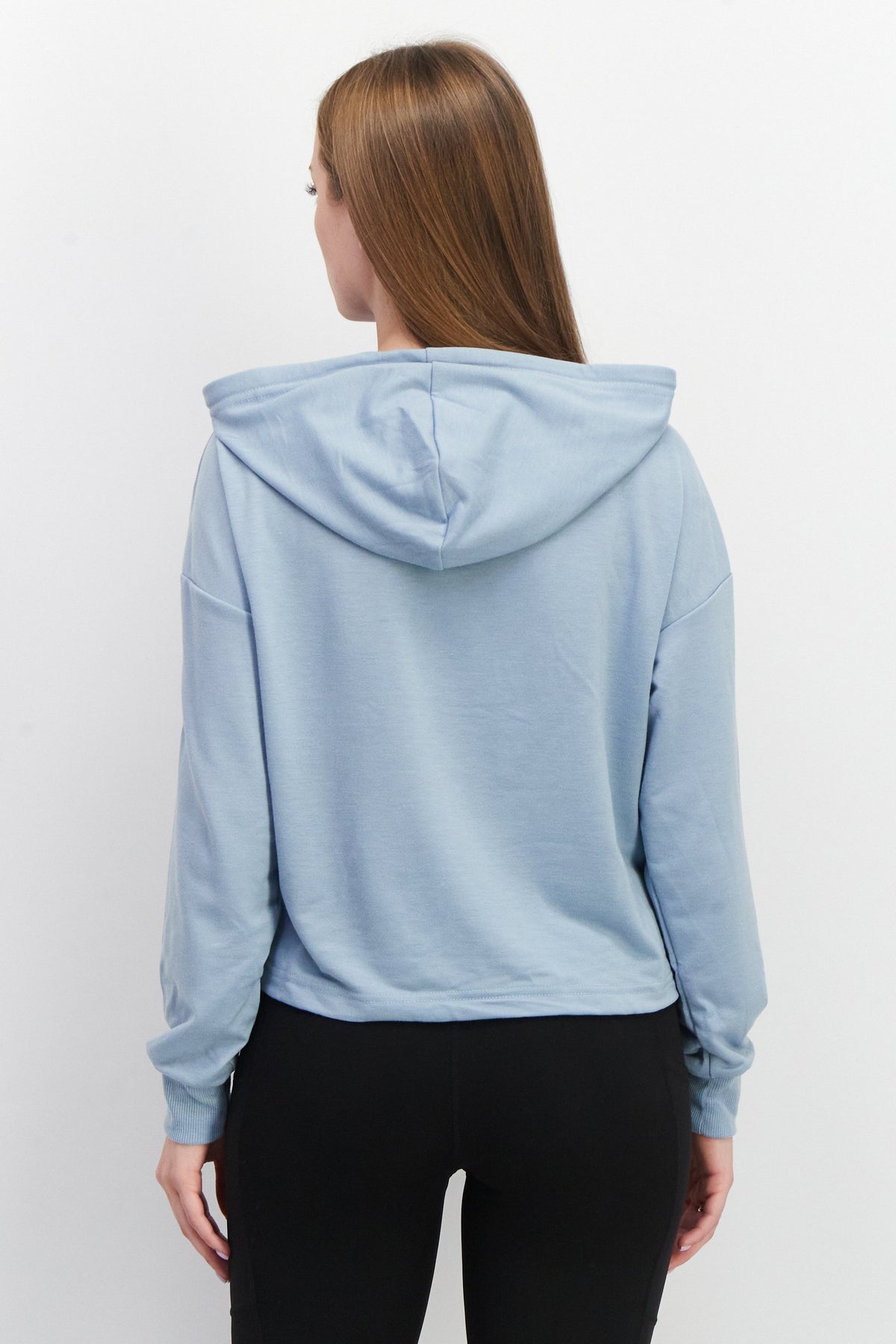 Hooded Embroidered Crop Sweatshirt