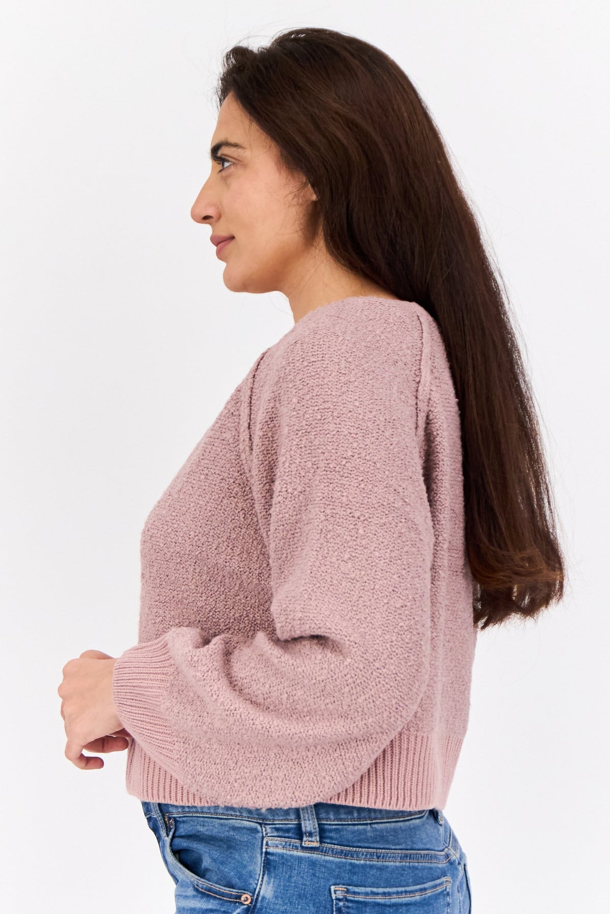 Ribbed Collar Knitted Sweater