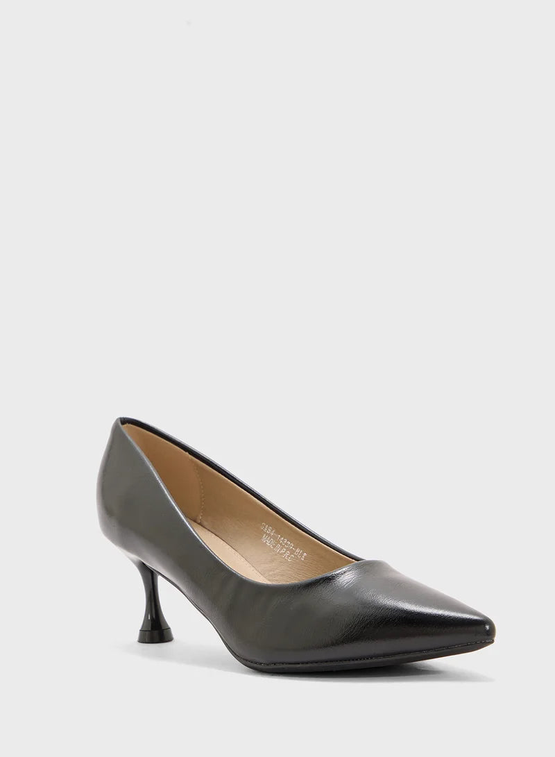 Mid Heel Pointed Pump