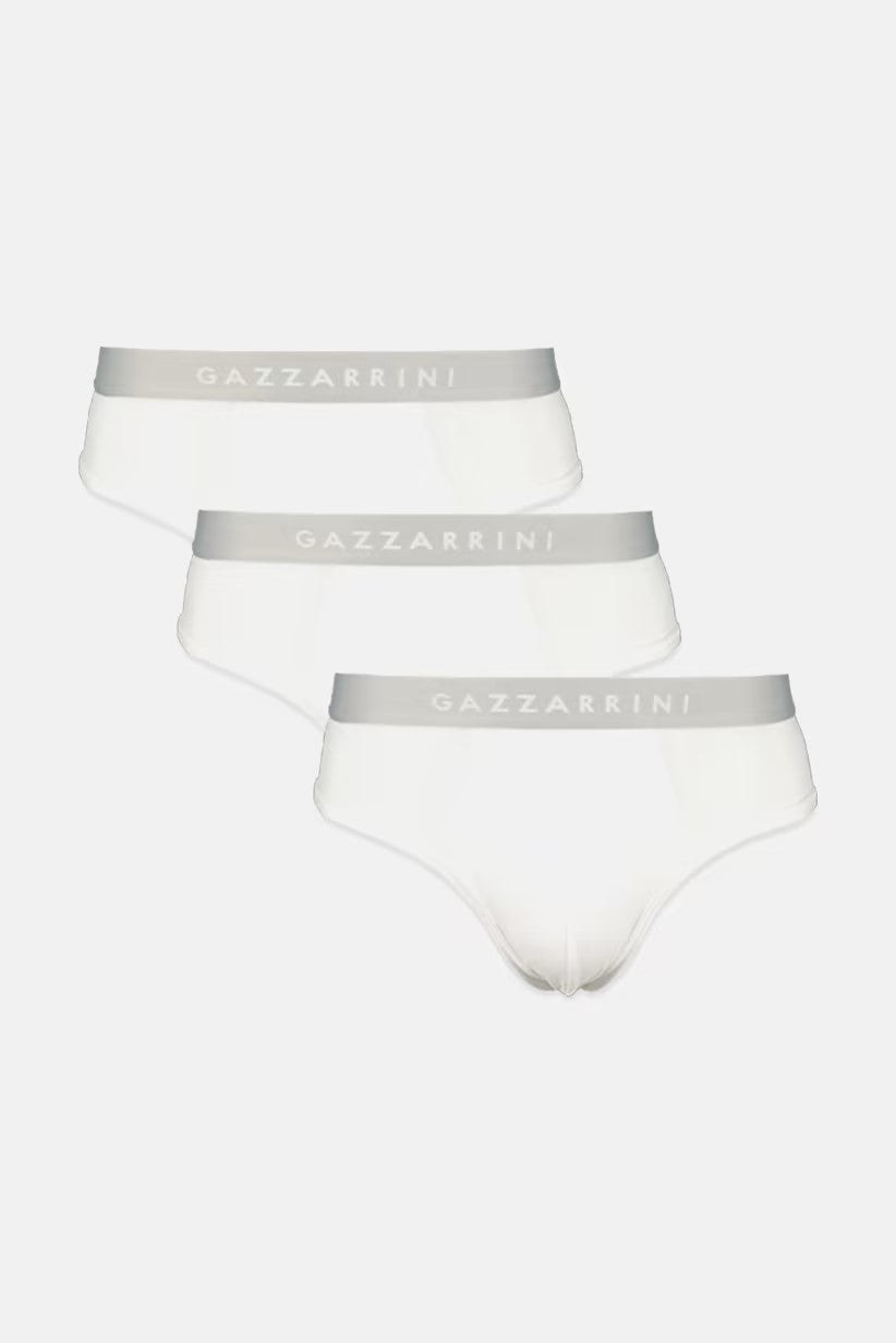 Gazzarrini, Men 3 Pieces Brand Print Briefs, White