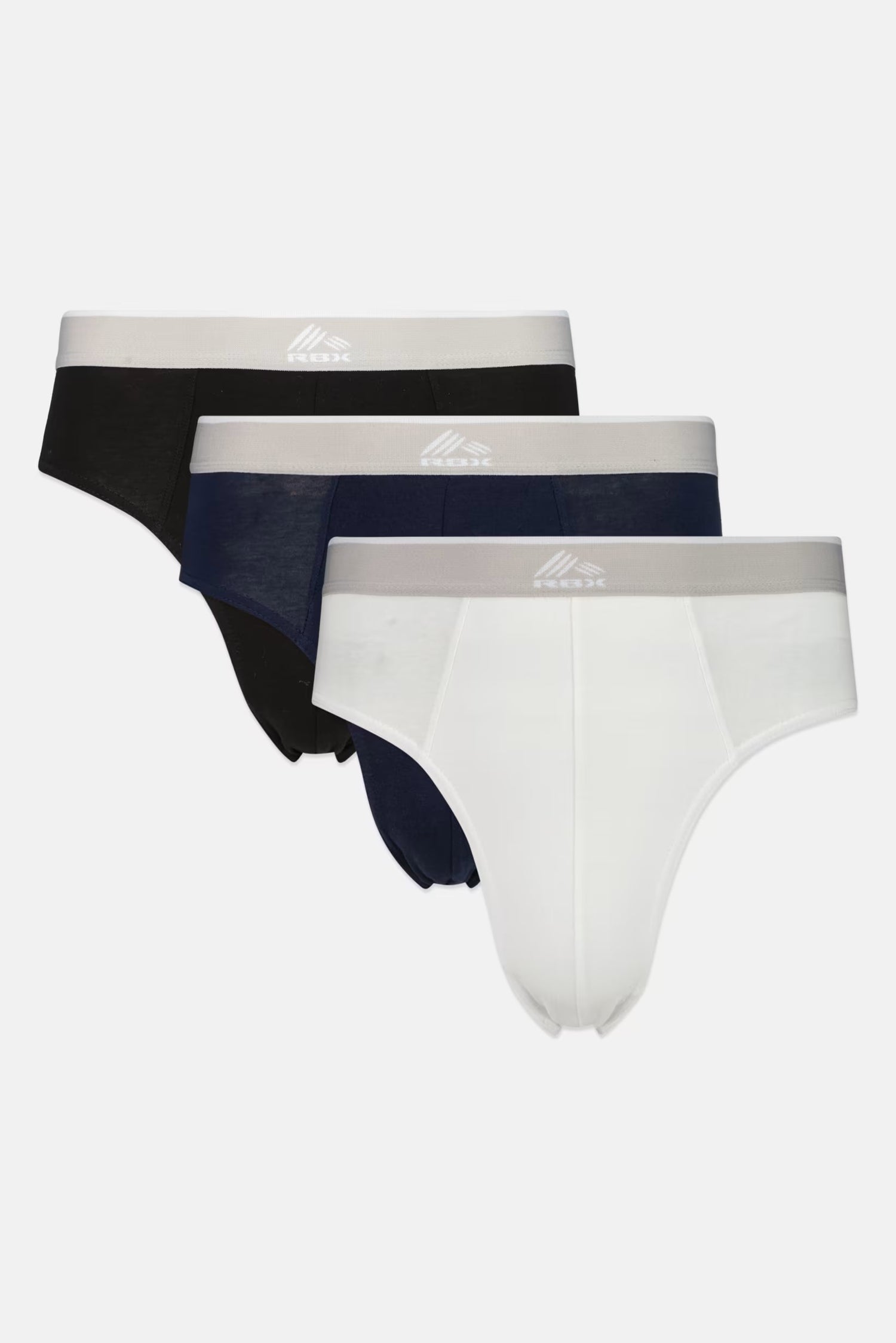 RBX, Men 3 Pack Solid Boxer Brief, White/Navy/Black