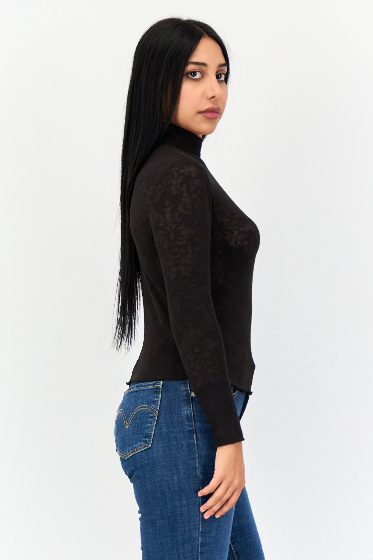 Mock Neck Long Sleeves Plain Top