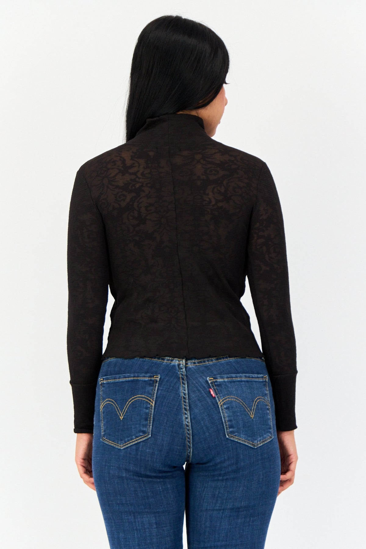 Mock Neck Long Sleeves Plain Top