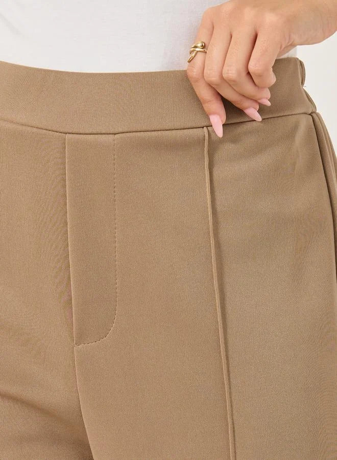 Tapered Knit Pants with Elastic Waistband