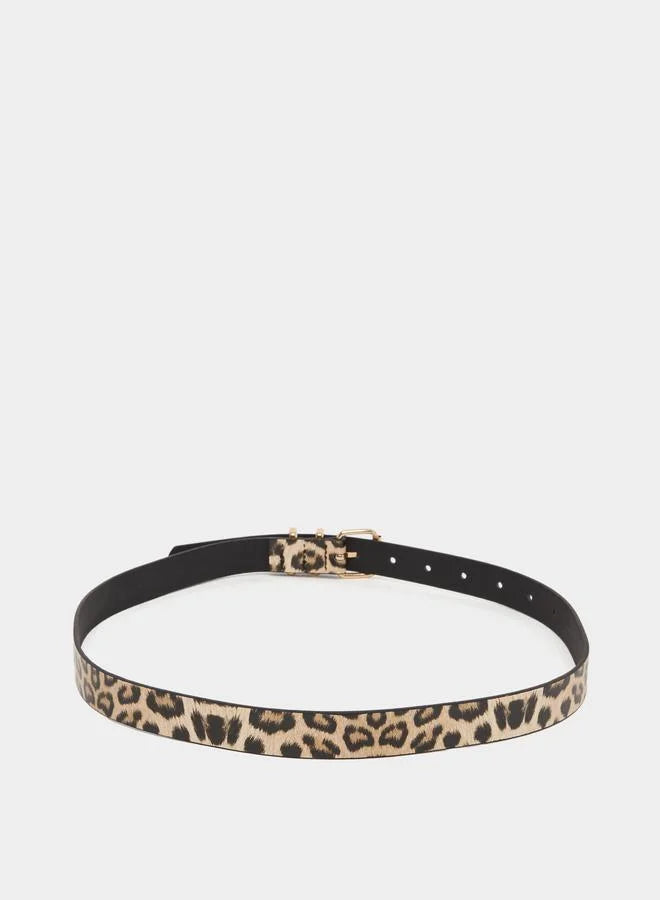 Leopard Print Belt with Tang Buckle
