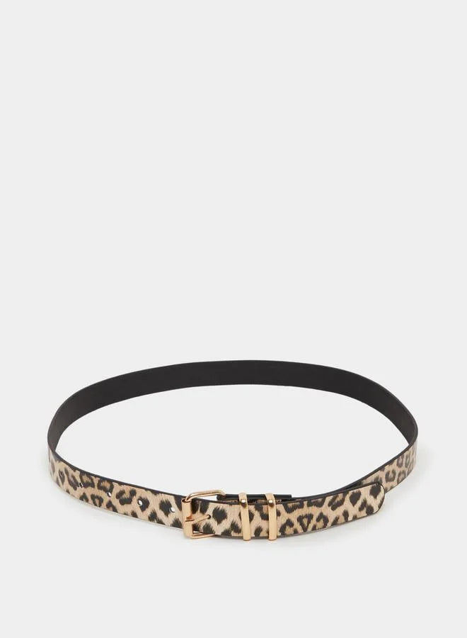 Leopard Print Belt with Tang Buckle