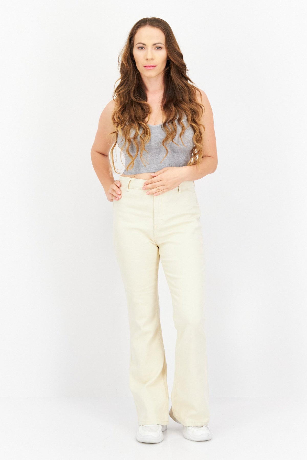 Regular Fit Wide Leg Plain Jeans