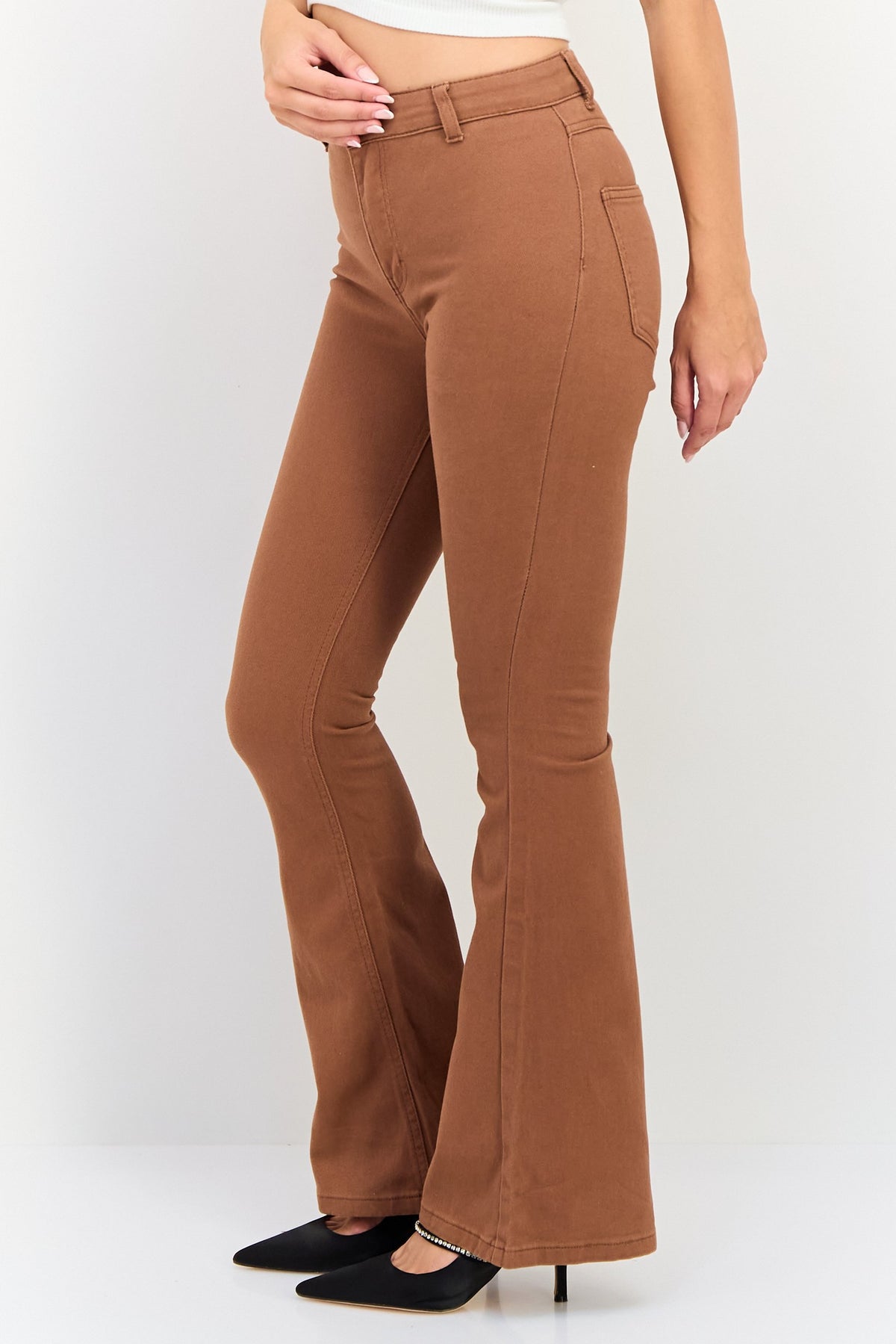 Regular Fit Solid Flare Leg Pants