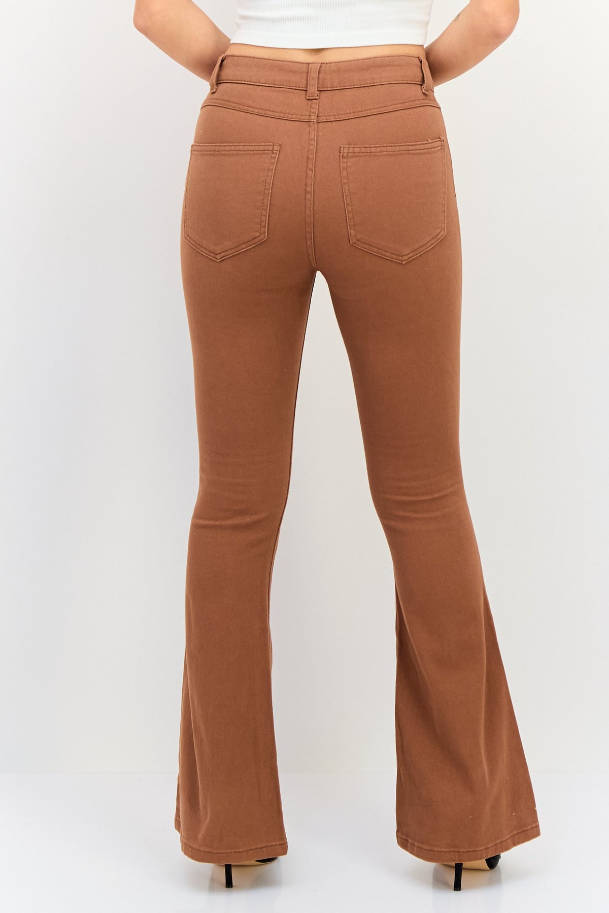Regular Fit Solid Flare Leg Pants