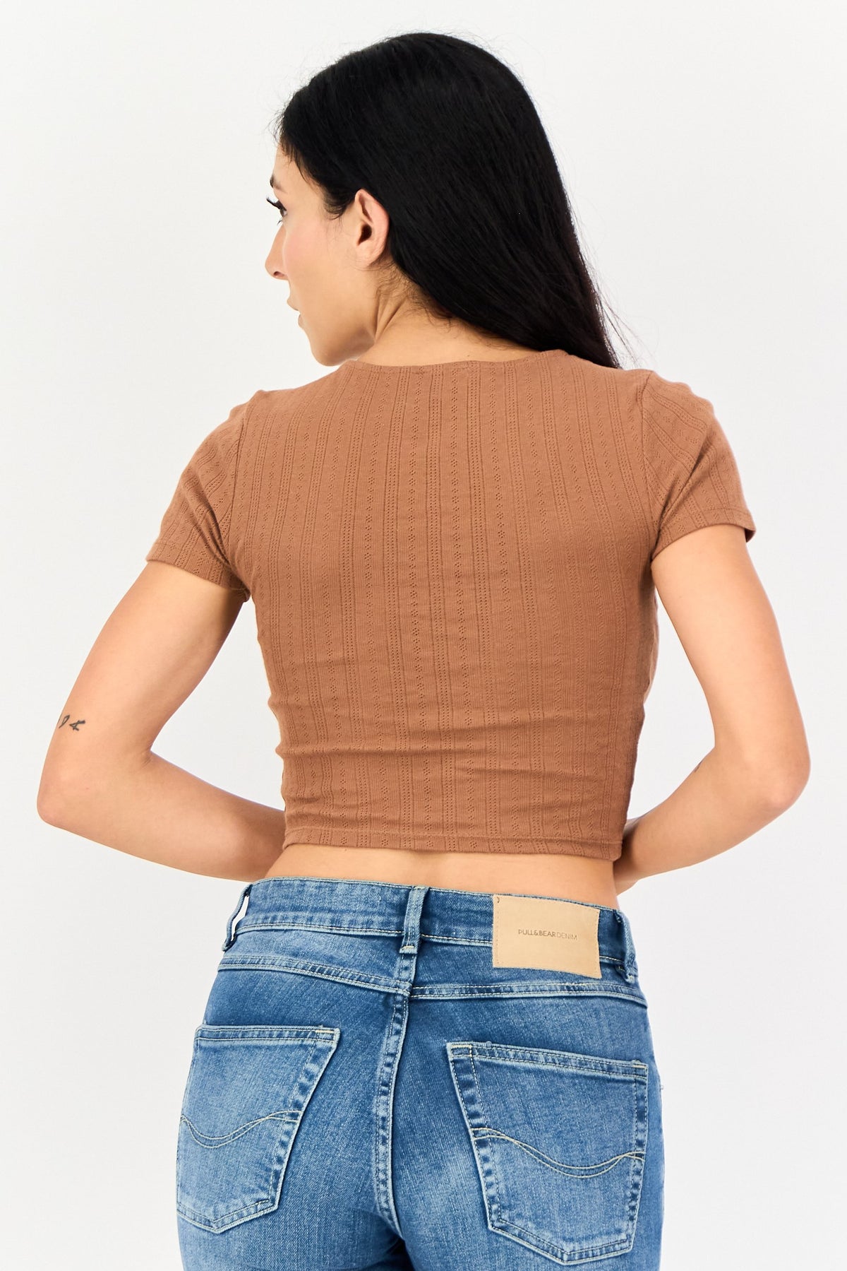V-Neck Short Sleeve Eyelet Top
