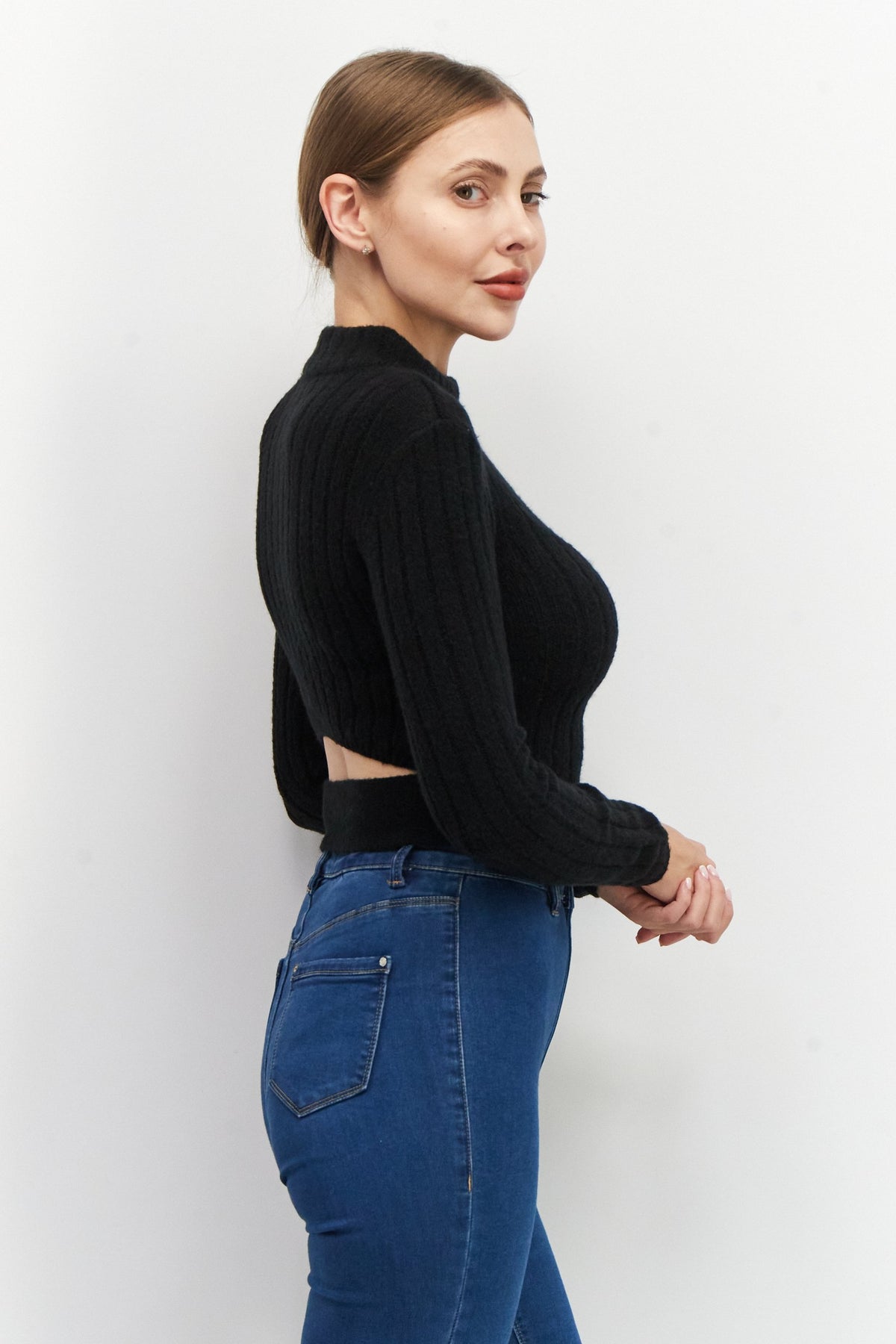 Mock Neck Textured Sweater