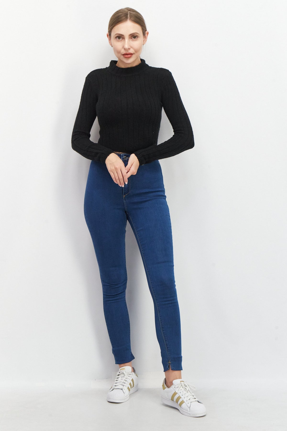 Mock Neck Textured Sweater