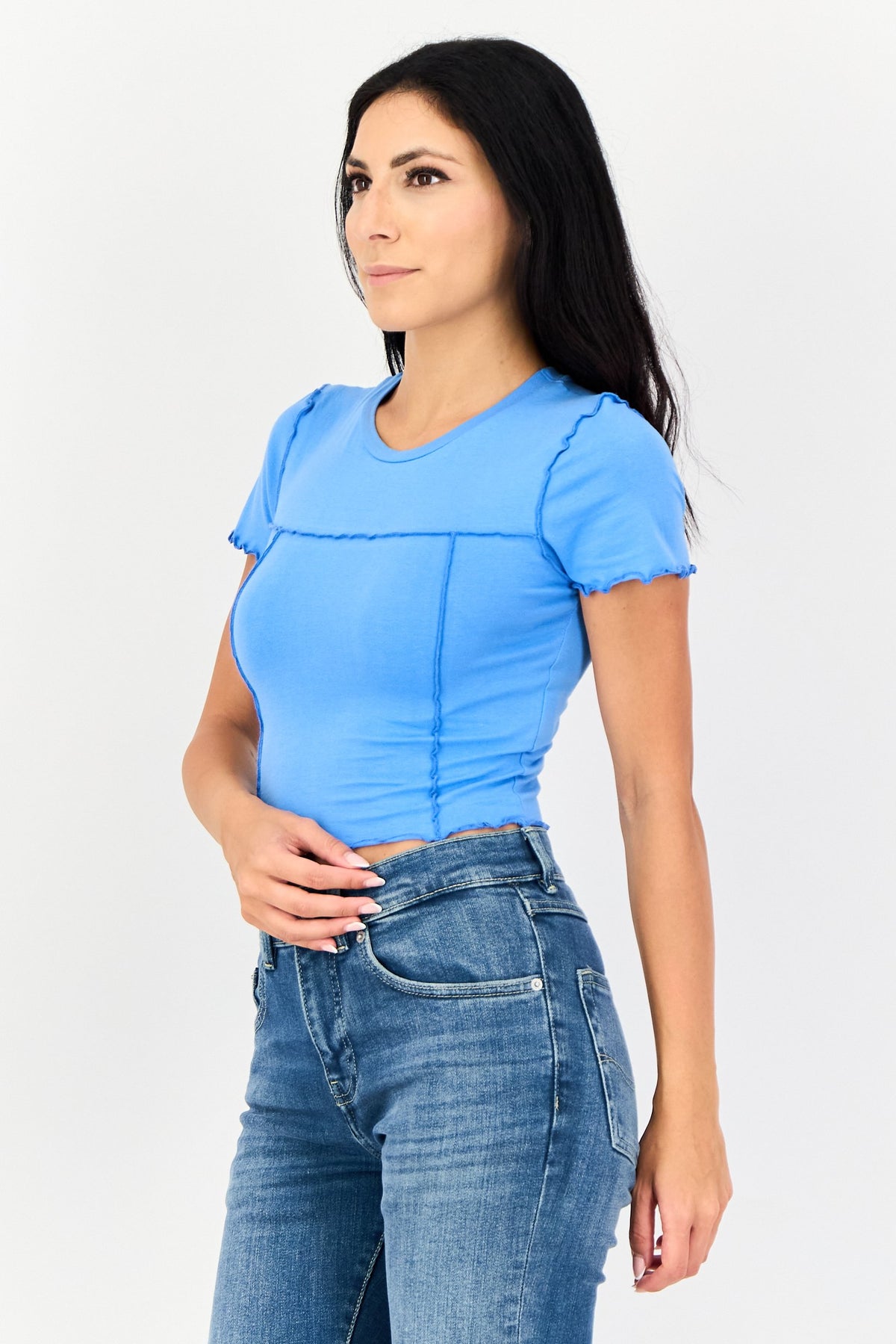 Crew Neck Short Sleeves Solid Top
