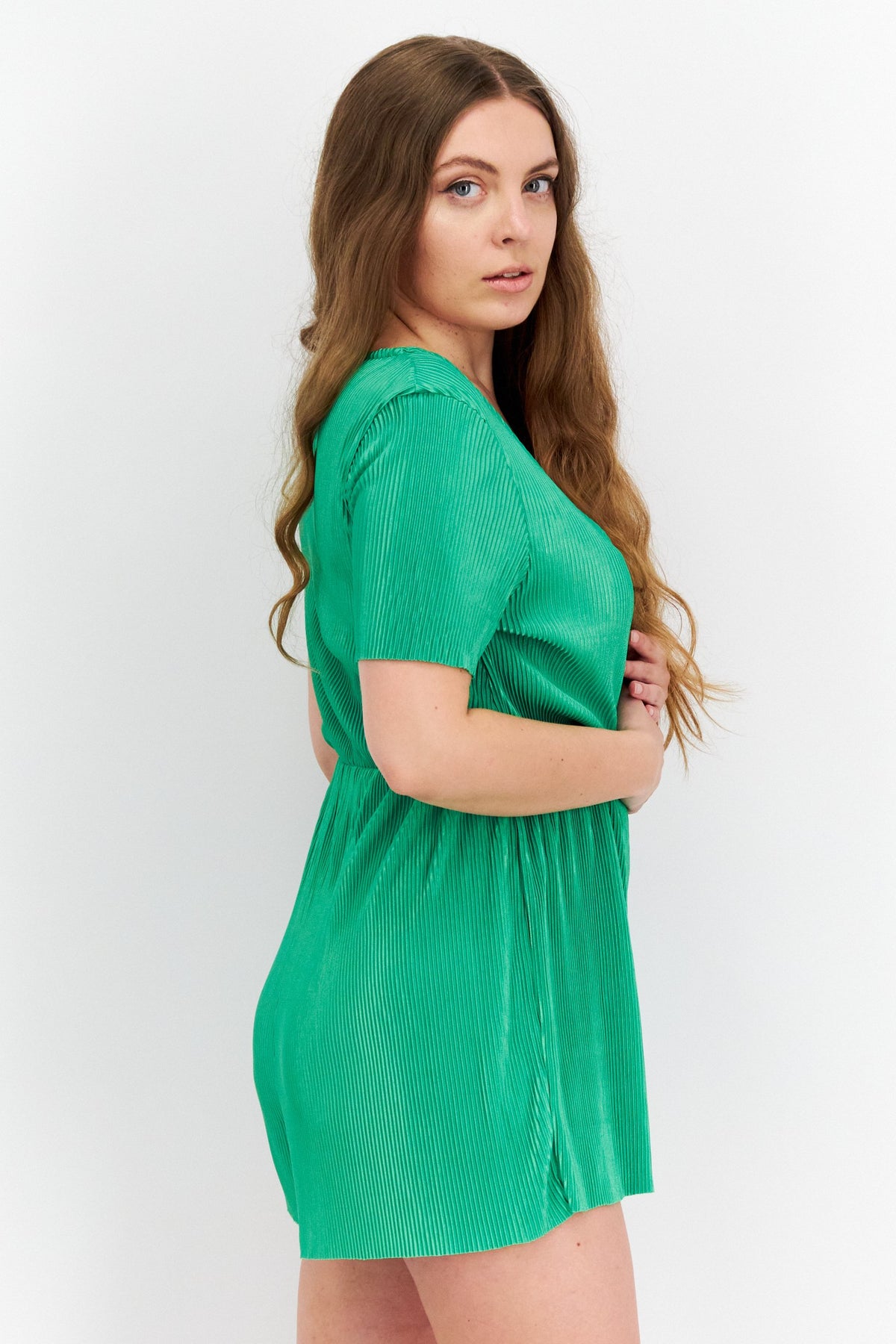 Textured Short Sleeves Romper