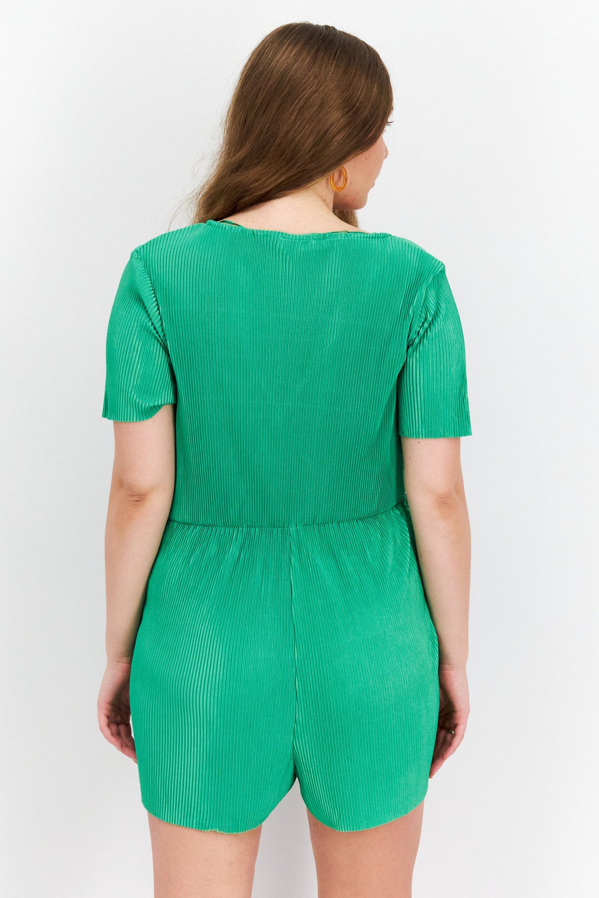 Textured Short Sleeves Romper