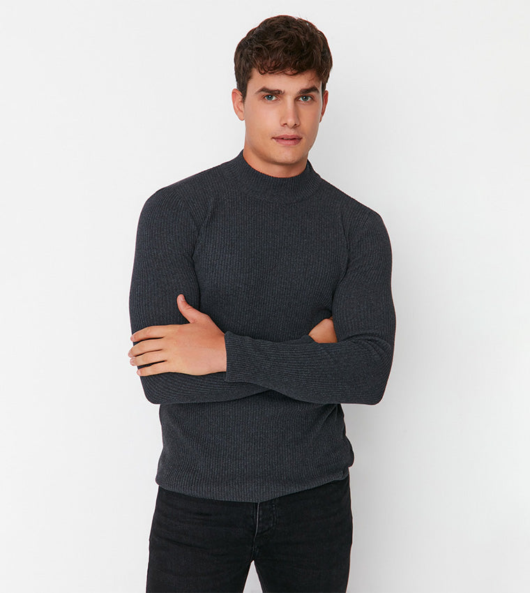 Trendyol, Slim Fit Turtleneck Corded Sweater