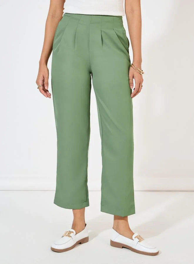 High Rise Tapered Trouser with Box Pleat