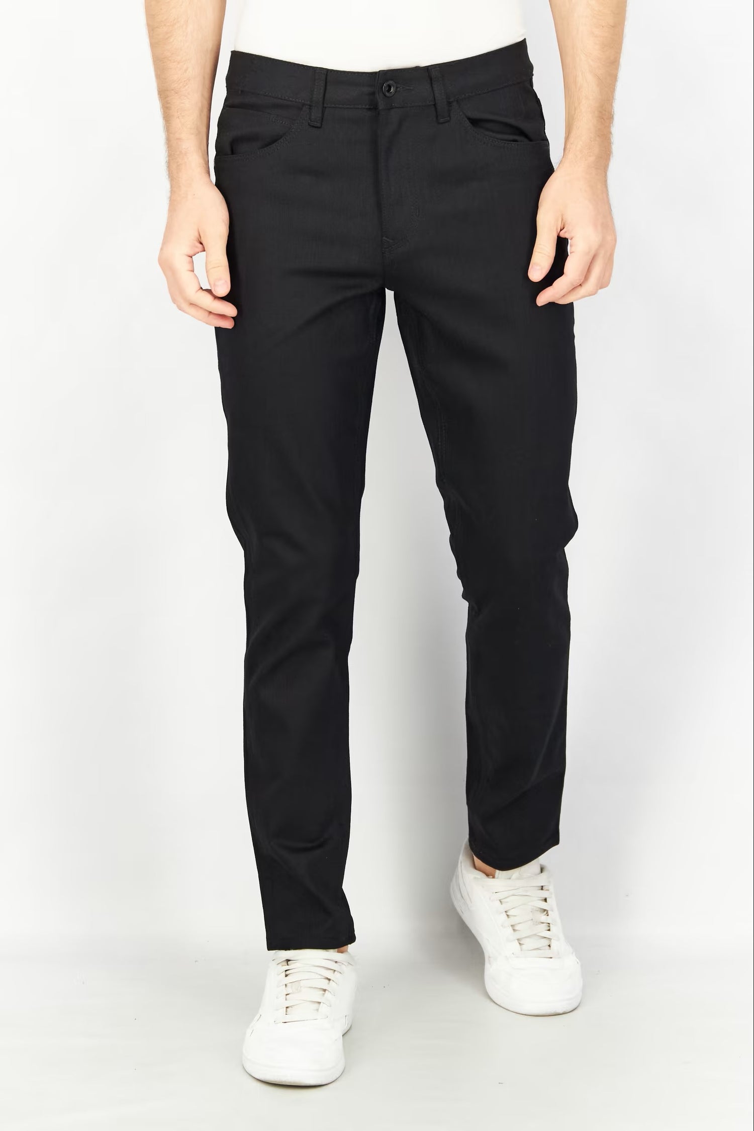 Selected, Men Carrot Fit Solid Stretchable Denim Jean, Black