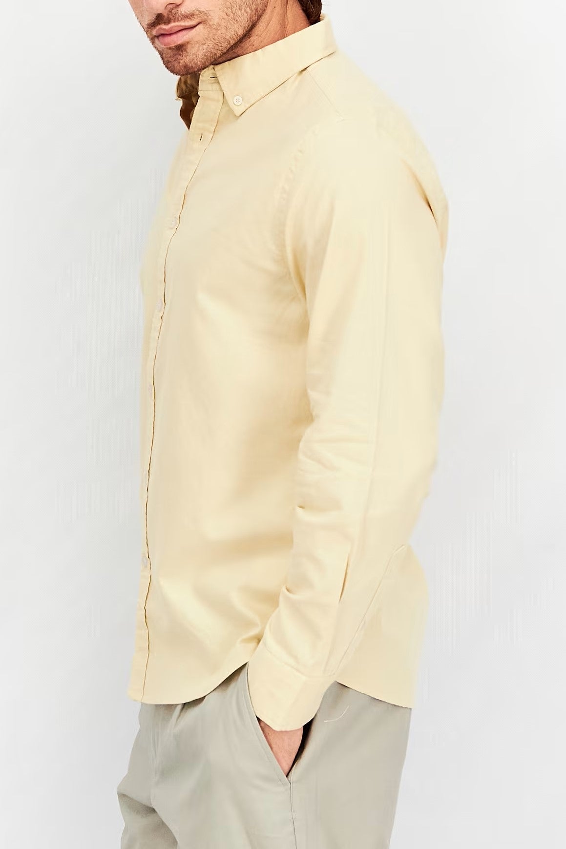 Tahari, Men Regular Fit Plain Long Sleeve Casual Shirt, Tan