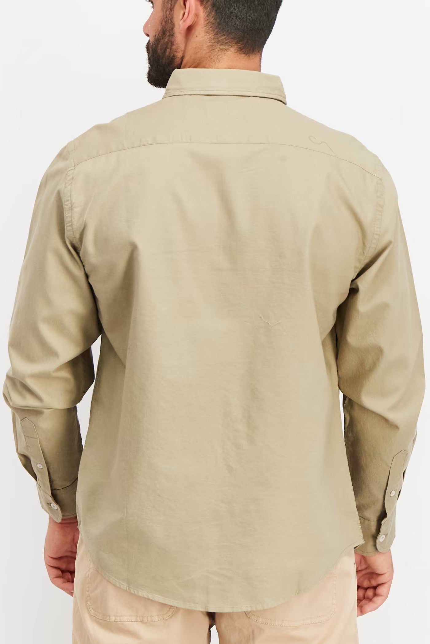 Tahari, Men Spread Collar Long Sleeve Plain Casual Shirt, Olive