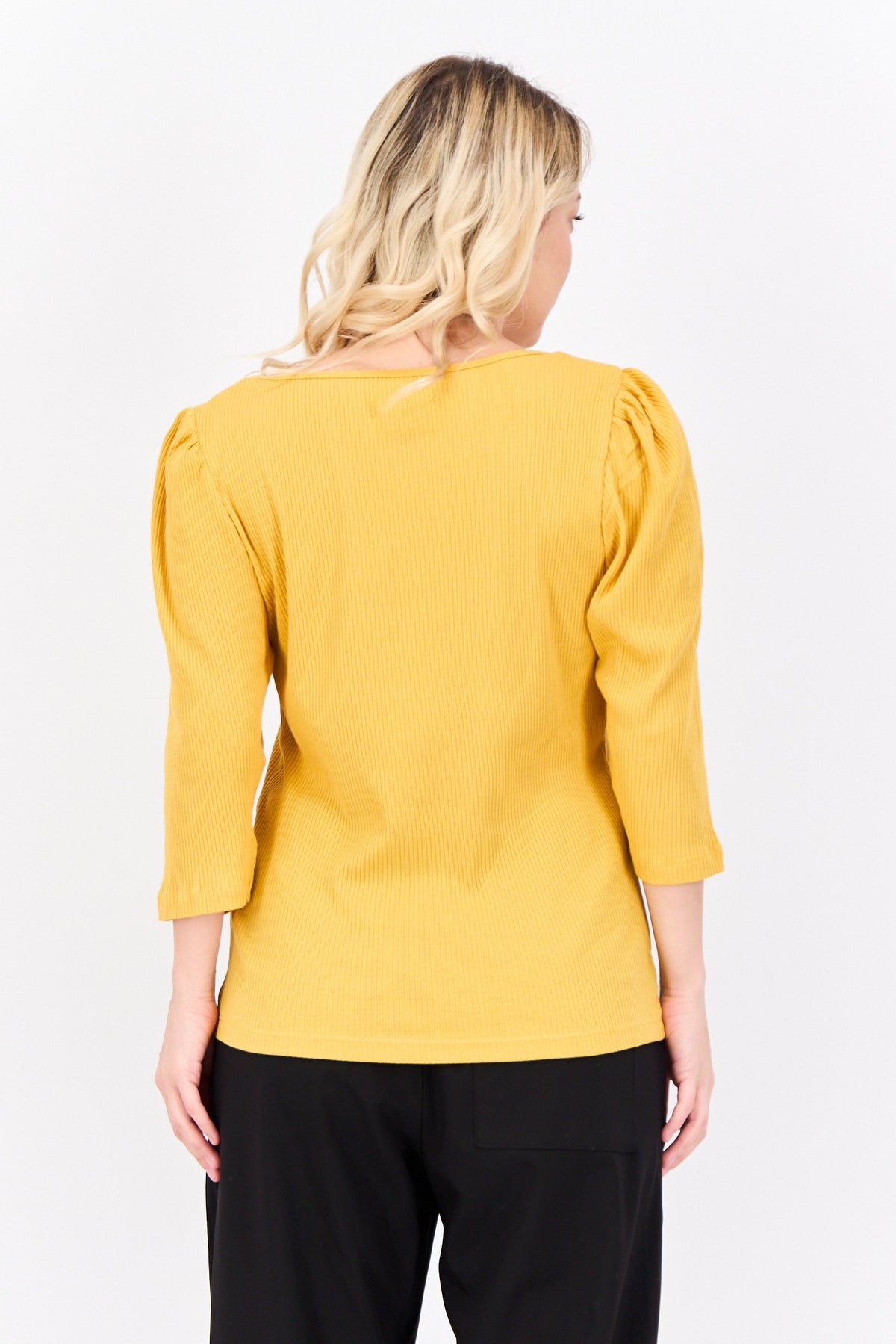 Scoop Neck 3/4 Sleeves Textured Top