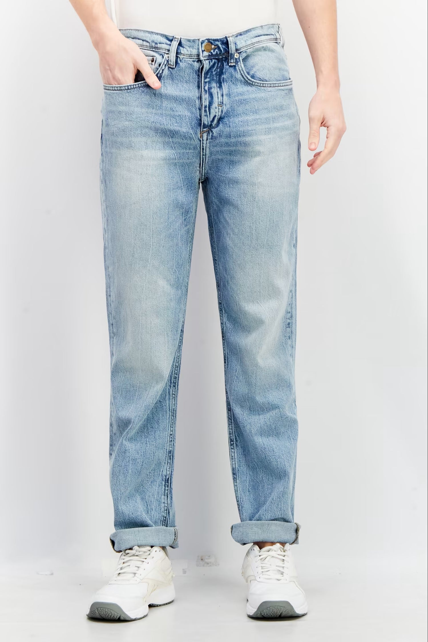 River Island, Men Regular Fit Washed Denim Jeans, Blue