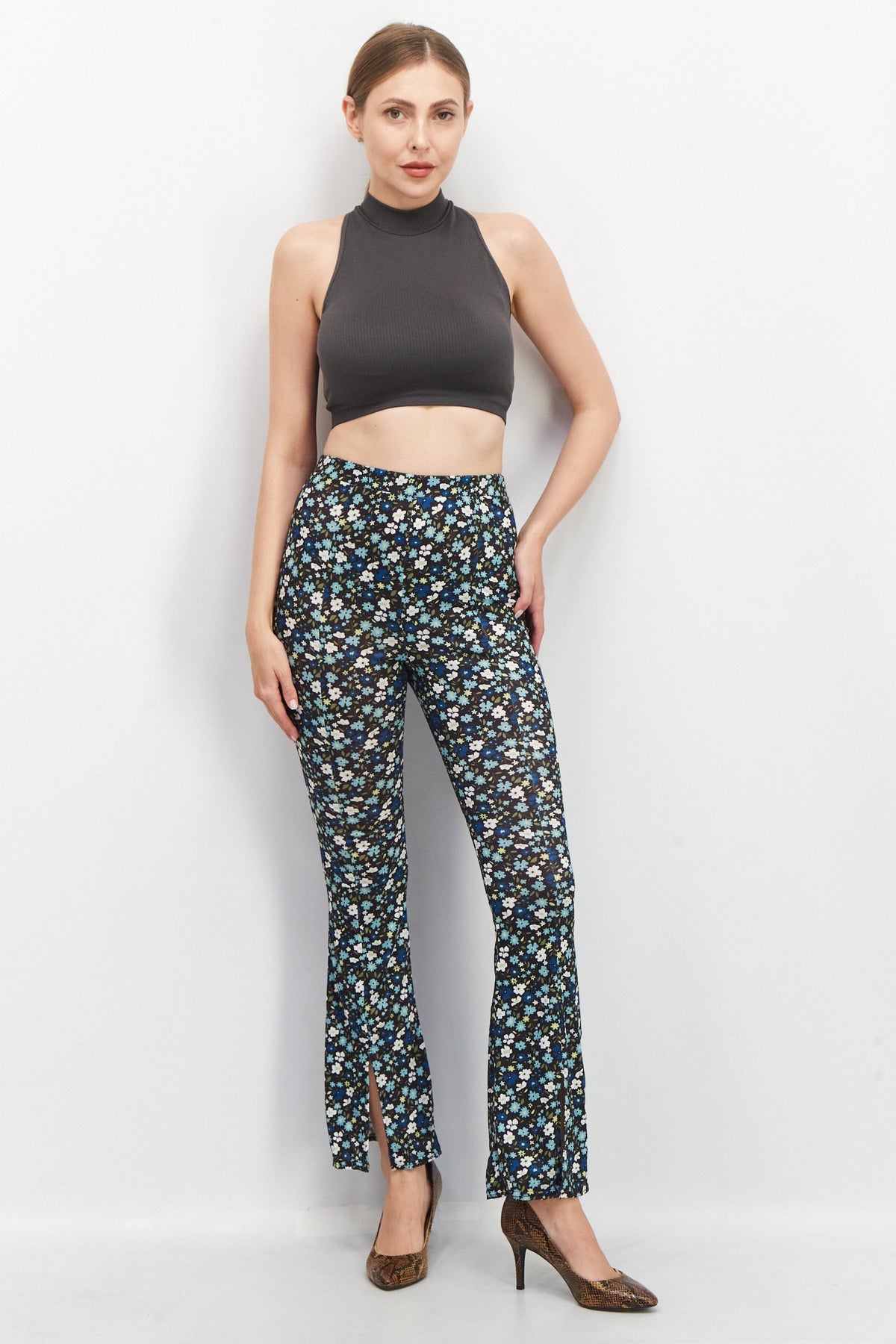 Wide Leg Printed Flare Pants
