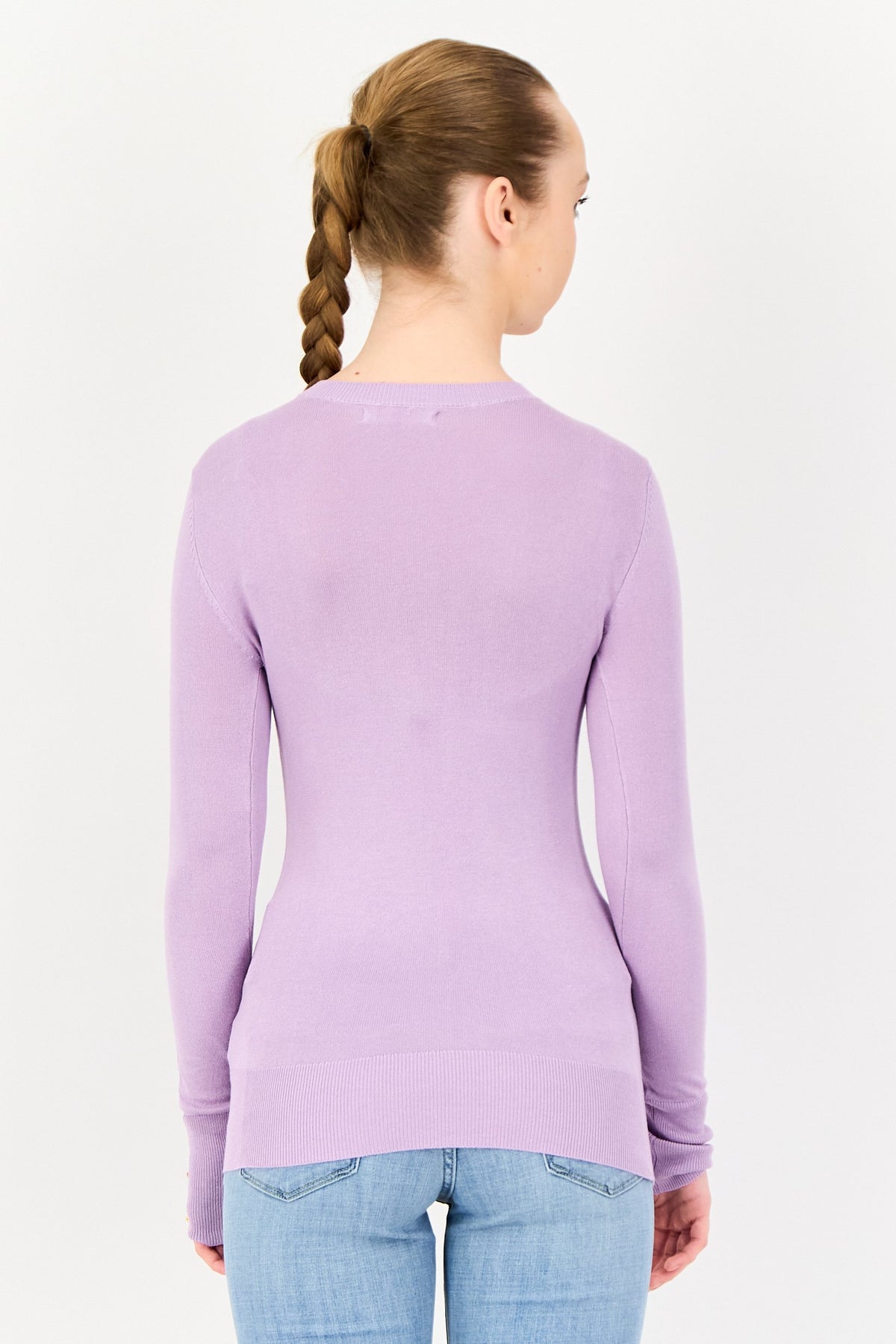 Crew Neck Long Sleeve Textured Sweater