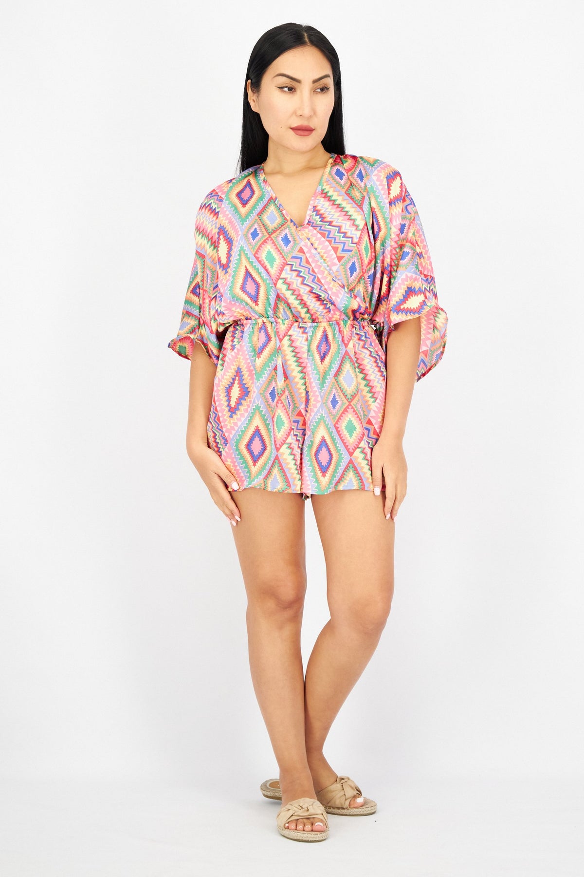 Geometric Print Sleeveless Playsuit