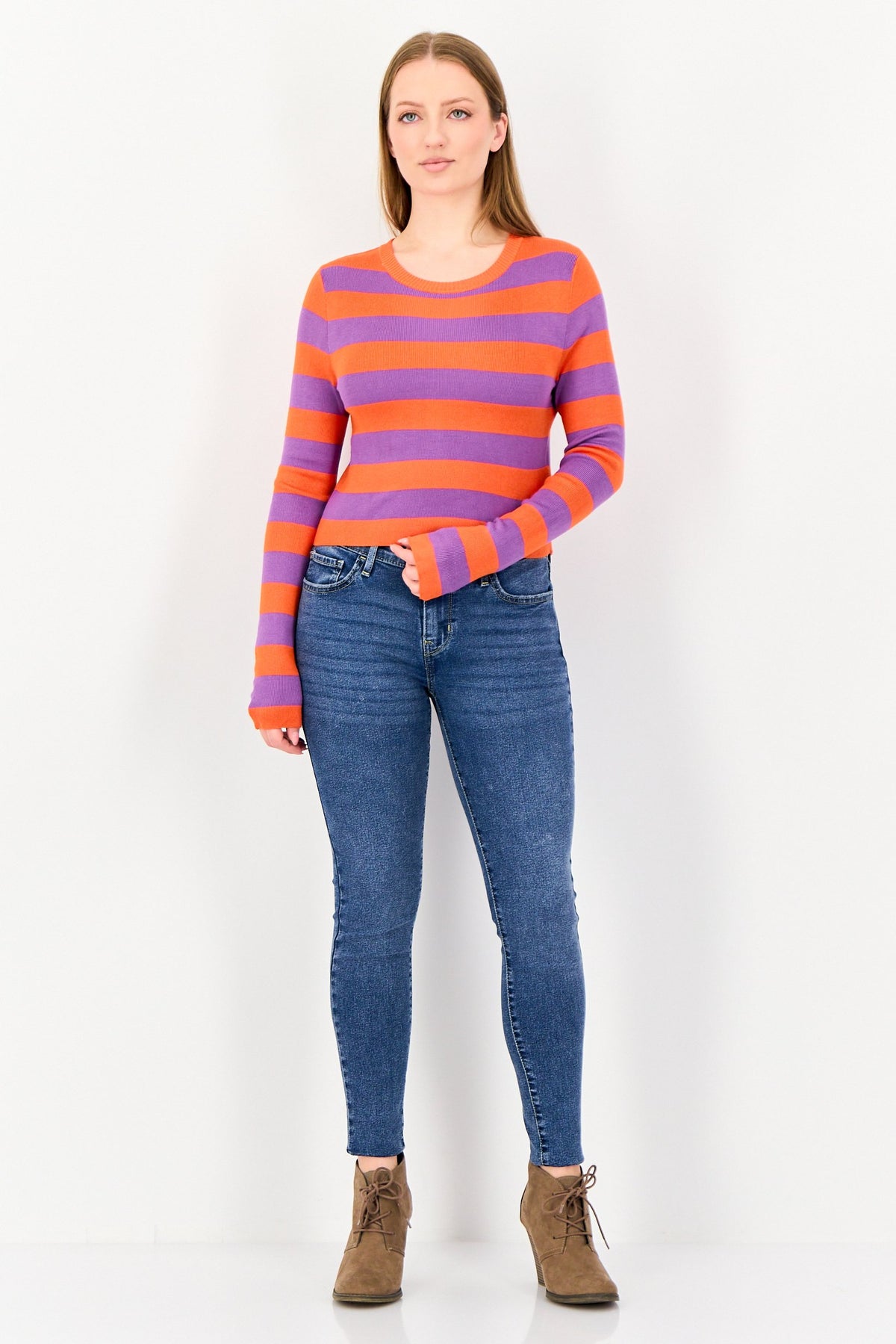 Crew Neck Bold Stripe Sweater
