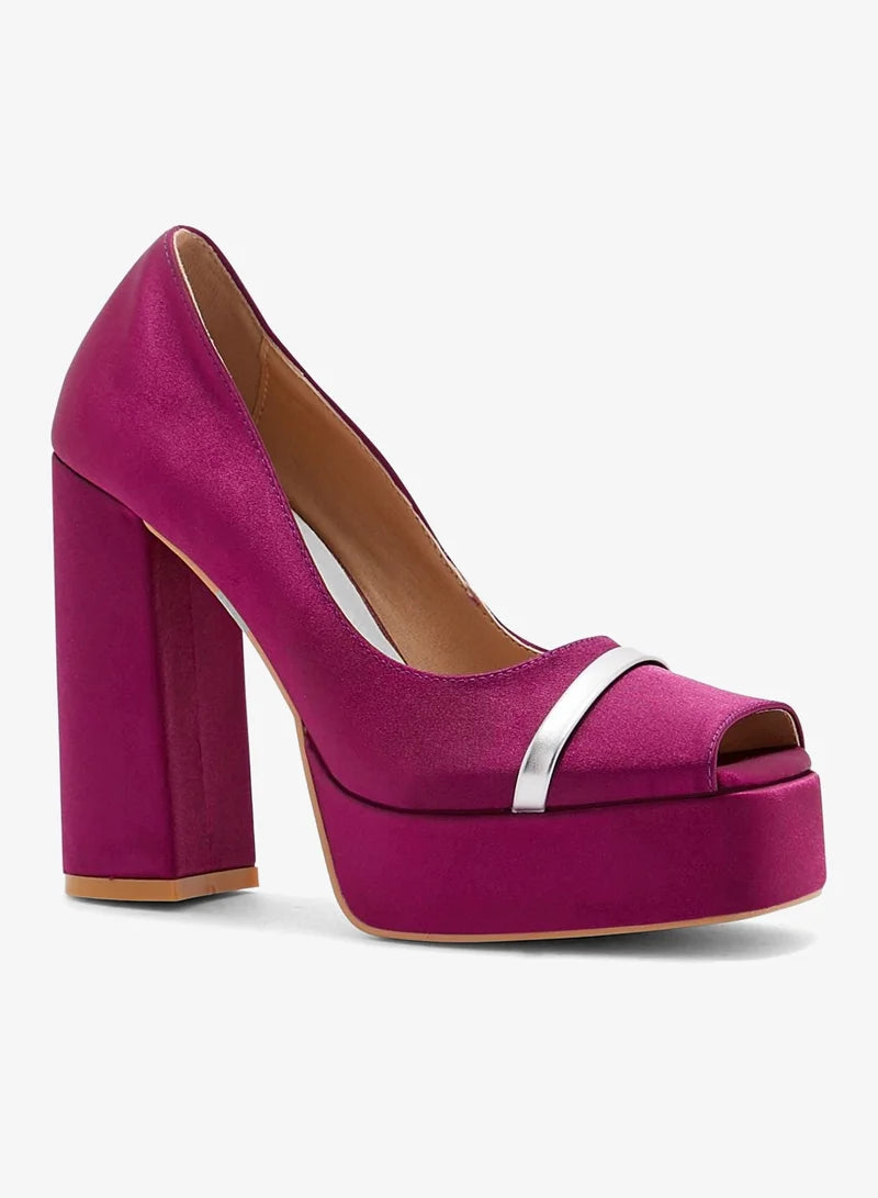 Peep-toe Satin Platform Pump