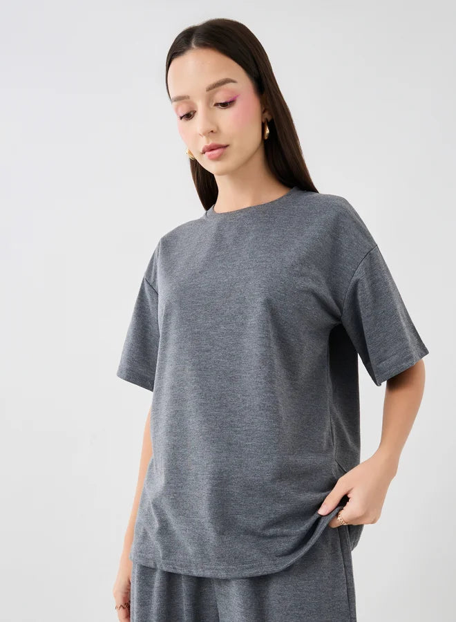 Slogan Print Round Neck T-Shirt and Joggers Co-Ords